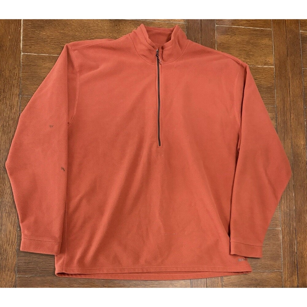 Men’s Simms Fishing Size 2XL Orange Fleece 1/2 Zip Jacket Pullover